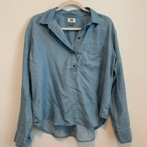 Light soft denim half button up
